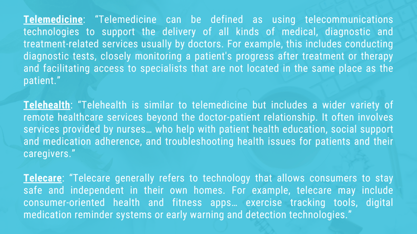 Telehealth Definitions from the Federal Communications Commission